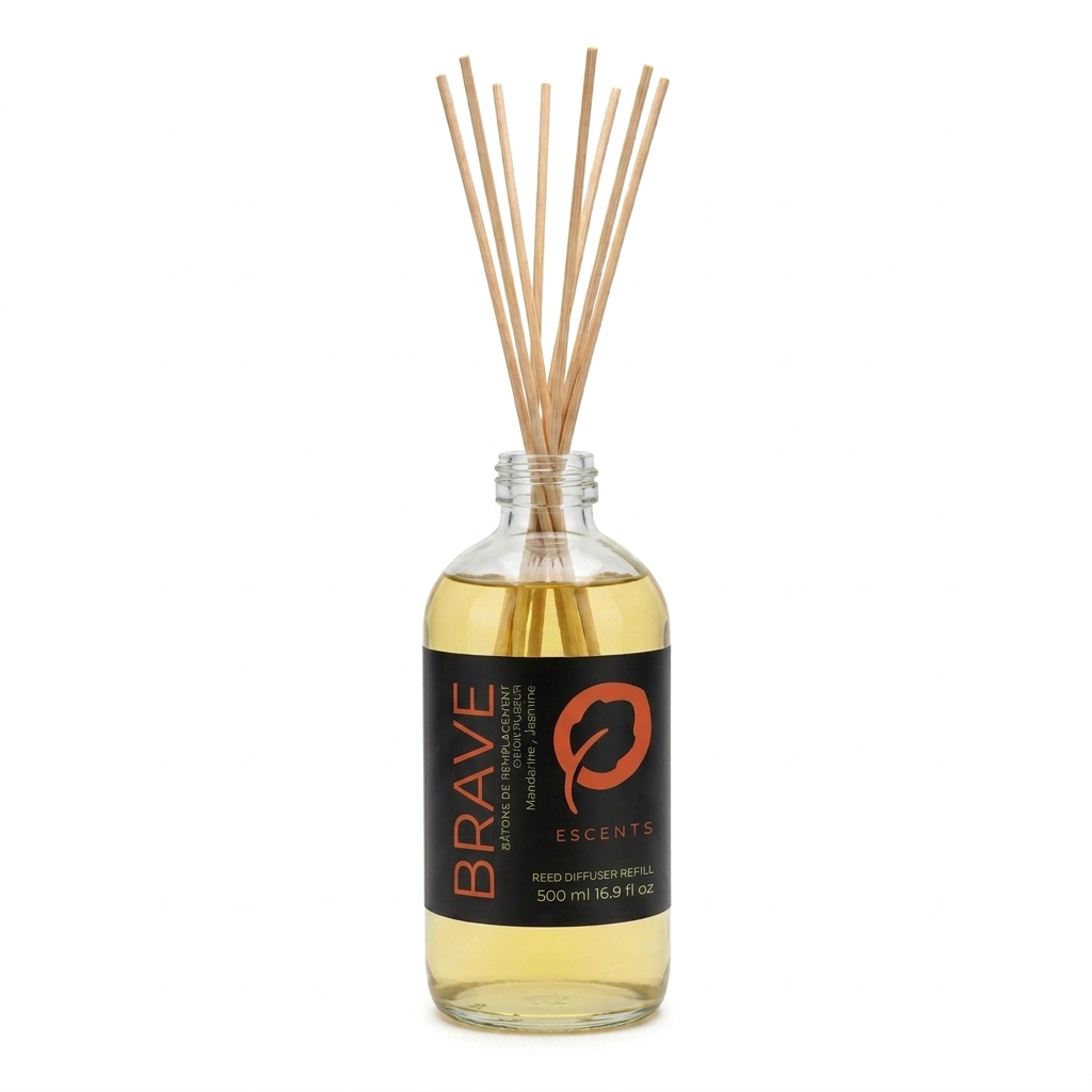 Reed Diffuser Brave 500 ml Refill — Mandarin & Jasmine | Escents Aromatherapy