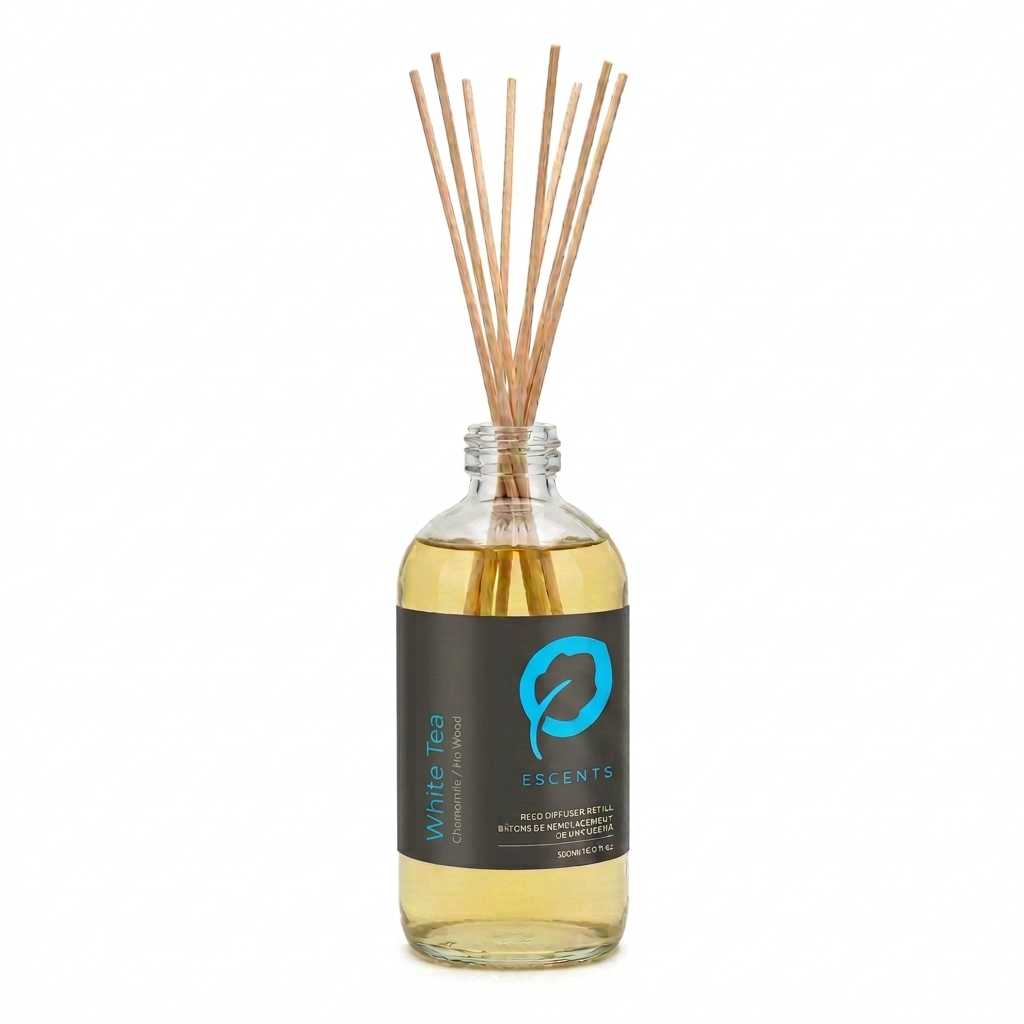 Reed Diffuser White Tea 500 ml Refill — Chamomile & Ho Wood | Escents Aromatherapy