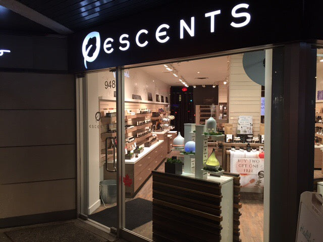 Escents storefront — new West Vancouver location opening May 1st