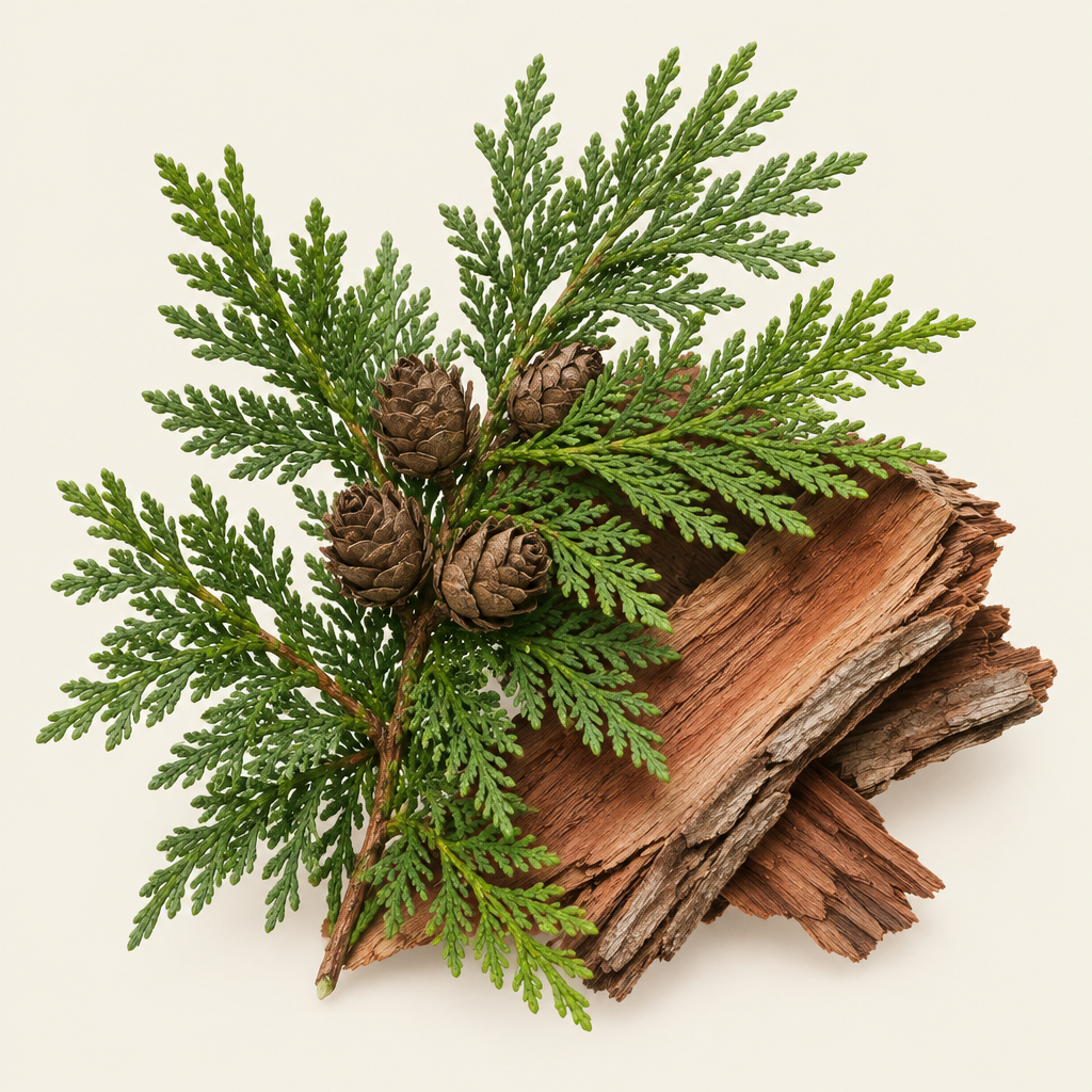 Cedar foliage and wood — Leather Musk top note | Escents Aromatherapy