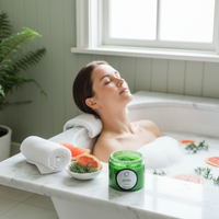 Detoxify aromatherapy spa bath scene with pure Juniper Berry and Grapefruit essential oils by Escents