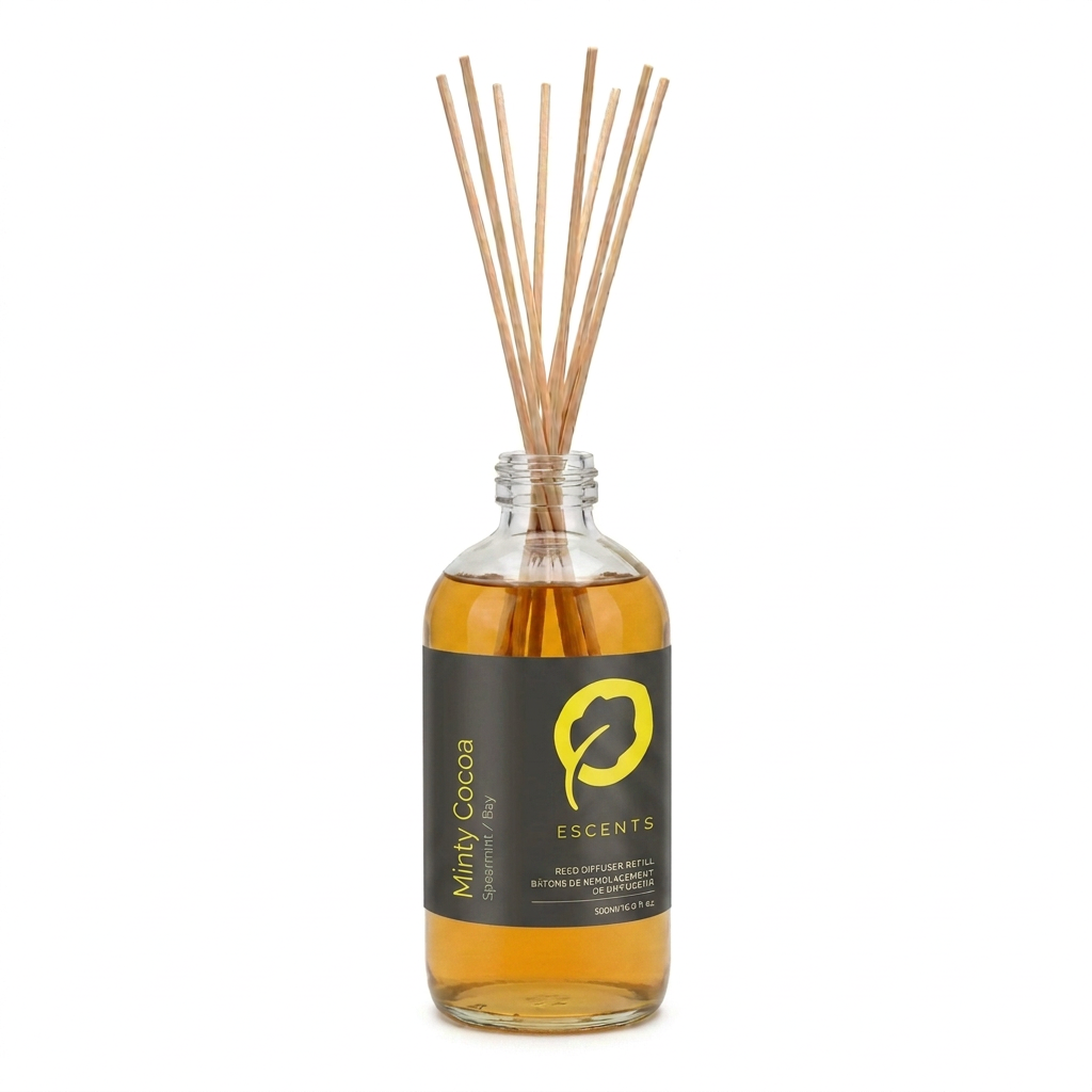 Reed Diffuser Minty Cocoa 500 ml Refill — Spearmint & Bay | Escents Aromatherapy
