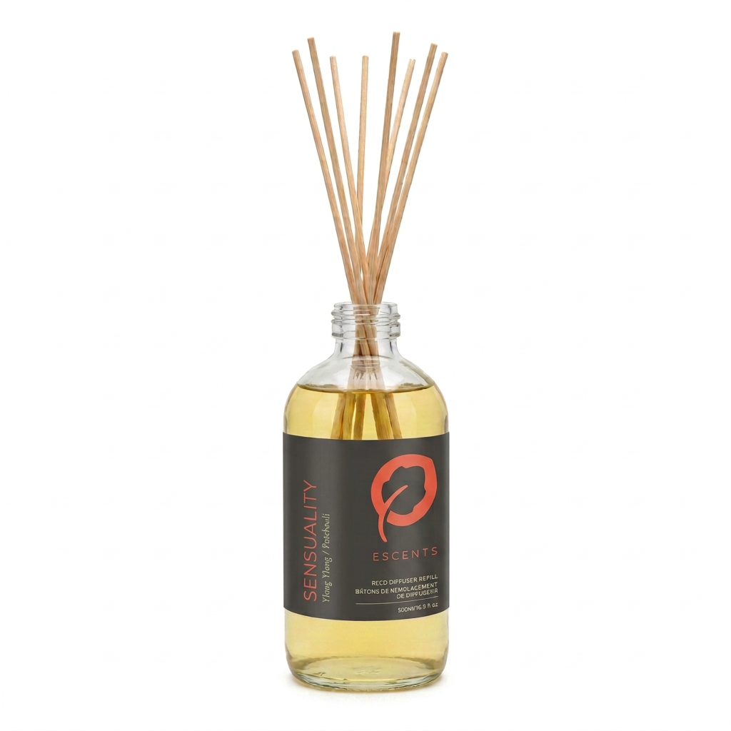 Reed Diffuser Sensuality 500 ml Refill — Ylang Ylang & Patchouli | Escents Aromatherapy